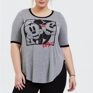 Disney Mickey & Minnie Heathered Grey Ringer Tee